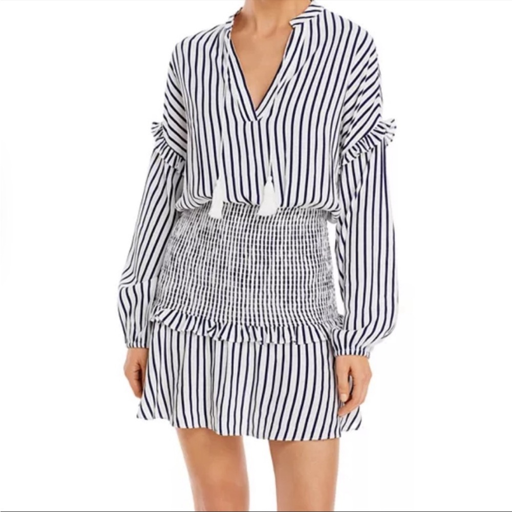 Aqua Cream and Navy Striped Mini Dress - Picture 6 of 11